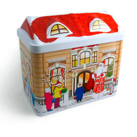 Chiny Round Christmas Gift Tin Boxes, Metalowe pudełko z cyną dla Candy / Chocolate / Cookies dostawca